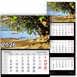 Plaka_TY Háromrészes naptár 2026-re Öböl és fa Prémium|sok minta (Zatoka i drzewo)