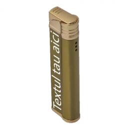  Bricheta Metalica Cu Gaz, Antivant, Model Robotic Slim, Reincarcabila, Auriu, Cutie, Personalizata (DLMGG-3211) Bricheta