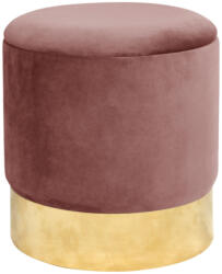  Taburet tapitat rotund Golden cu spatiu de depozitare, velur, 39x39x40 cm, roz pudrat (AK-12213841)