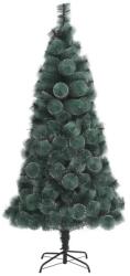  Brad de Craciun artificial pin verde cu spice albe IdeallStore®, Perfect Holiday, 150 cm, suport inclus (1287718 - BRAD 1.5M)