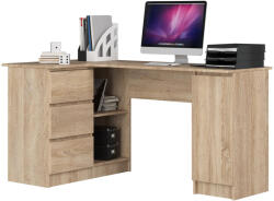  BBirou colt stanga in L cu 3 sertare si rafturi, PAL laminat 16 mm, 155x85x77 cm, stejar sonoma (AK-38160897-2/2)