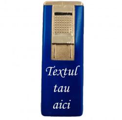  Bricheta Metalica Gravata, Personalizata Cu Textul Tau, Cu Gaz, Antivant, Reincarcabila, Albastra, Cutie (DLMGG-754) Bricheta