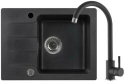 Kerra Coast 25 egy medencés, csepegtetős gránit mosogató Mona csapteleppel - fekete (COAST-25-BLACK-MONA-SET)
