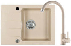 Kerra Coast 25 egy medencés, csepegtetős gránit mosogató Mona csapteleppel - bézs (COAST-25-BEIGE-MONA-SET)