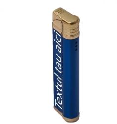  Bricheta Metalica Cu Gaz, Antivant, Model Robotic Slim, Reincarcabila, Albastru, Cutie, Personalizata (DLMGG-3213) Bricheta