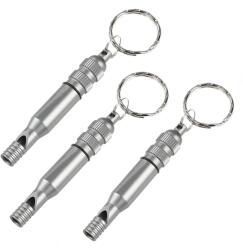  Pachet trei fluiere metalice de urgență, inel pentru chei, 7.6 cm (1597583 - G135 + G135 + G135)