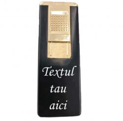  Bricheta Metalica Gravata, Personalizata Cu Textul Tau, Cu Gaz, Antivant, Reincarcabila, Neagra, Cutie (DLMGG-757) Bricheta