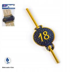  Aranyszínű papír szívószálak ötágú csillagokkal (32425)