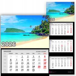 Plaka_TY Háromrészes naptár 2026-re Zöld sziget az óceánban Prémium Minták (Zielona wyspa w oceanie)