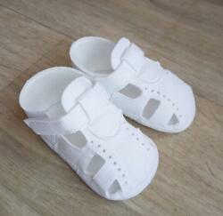  Fiú babacipő keresztelőre, vászon szandál, 13 cm-es méret