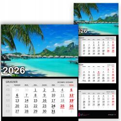 Plaka_TY Háromrészes naptár 2026-re Trópusi prémium szigetek|többféle minta (Tropikalne wyspy)