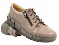 Helios Női Félcipő Helios 413 Khaki Valódi Bőr Cipzáras Lengyel Márka (413.02)