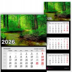 Plaka_TY Háromrészes naptár 2026-re Zöld erdő és prémium vízesés Minták (Zielony las i wodospad)