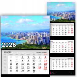 Plaka_TY Háromrészes naptár 2026-re Prémium óceánra néző város|Minták (Miasto z widokiem na ocean)