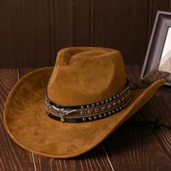  Cowboy kalap a'la velúr barna mustár western 57 cm (601871400427)