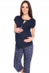  Kismama és szoptatós pizsama M77 sötétkék XXL