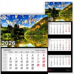 Plaka_TY Háromrészes naptár 2026-re Naplemente a Prémium-tónál|Minták (Zachód słońca nad jeziorem)