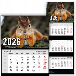 Plaka_TY Háromrészes naptár 2026-re Mókus a fán Prémium|Falra szerelhető (Wiewiórka na drzewie)