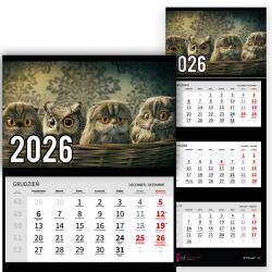 Plaka_TY Háromrészes Naptár 2026-re Bagoly a barátokkal Prémium|Falra szerelhető (Sowa z przyjaciółmi)