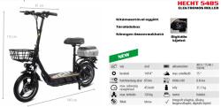 HECHT 5485 Akkumulátoros roller, 48V, 15.0Ah, 500W, összecsukható váz, Hatótáv: Max 65 km, Max: 120kg (HECHT5485)