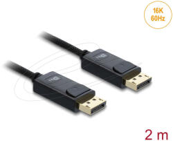 Delock Koaxiális DisplayPort kábel 16K 60 Hz 80 Gbps fonott borítással 2 m (81672)