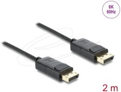 Delock Koaxiális DisplayPort kábel 8K 60 Hz fonott borítással 2 m (81674) - flylite