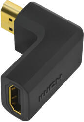 LogiLink HDMI adapter, A/M A/F, 90 -os szögben, hosszú, 4K/30 Hz, fekete (AH0005A)