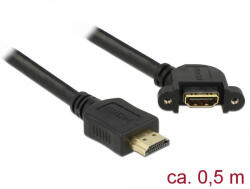 Delock Kábel HDMI-A dugó > HDMI-A hüvely, panelrögzítés, 110 fokban ívelt, 4K 30 Hz 0, 5 m (85467) - flylite