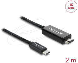 Delock Koaxiális USB Type-C - HDMI kábel (DP Alt Mode) 4K 60 Hz fonott borítással 2 m (81704)