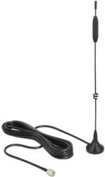 Delock LTE / GSM / UMTS antenna SMA-dugó 2-4 dBi irányítatlan, mágneses talppal és csatlakozókábelle (12420) (12420)