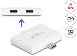 Delock USB Type-C adapter USB-C adatátvitelhez 10 Gbps és videóhoz 4K 60 Hz, valamint USB Type-C PD-hez 92 W (61088) - flylite