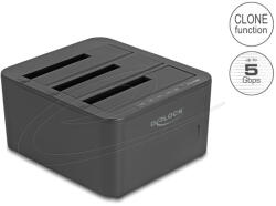 Delock USB dokkoló állomás 3 x SATA HDD / SSD-hez 1: 2 klón funkcióval (64332) - flylite