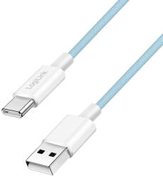 LogiLink USB 2.0 Type-C kábel, C/M - A/M, 480 Mbps, 60W, nejlon, kék, 1, 5 m (CU0331) - flylite