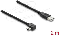 Delock USB 2.0 kábel A-típusú csatlakozódugó - Mini-B típusú csatlakozódugó, jobbra hajlítva, 2 m (81652) - flylite