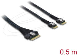 Delock PCIe 4.0 kábel Slim SAS SFF-8654 8i 2 x Slim SAS SFF-8654 4i, 0, 5 m (82189)