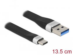 Delock USB-A - USB Type-C (USB 3.2 Gen 1) lapos kábel 13, 5cm (85771) (85771) - flylite