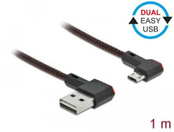Delock EASY-USB 2.0 kábel A-típusú csatlakozódugó - EASY-USB Micro-B típusú csatlakozódugó, ívelt ba (85271) - flylite