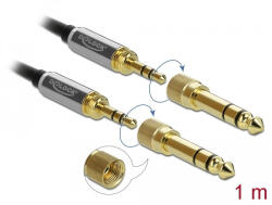 Delock Sztereó kábel 3, 5 mm-es 3 pólusú apa apa, csavaros adapterrel 1 m (85785) (85785)
