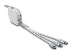 Delock 3az1-ben USB-C -> Lightning / MicroUSB / USB-C töltőkábel fehér (85844) (85844)