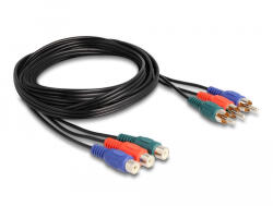 Delock RCA RGB bővítő kábel 3 db. apa - 3 db. anya, 1 m (85390) (85390)