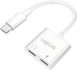 LogiLink USB-C adapter PD töltőporttal, 2x USB-C, max. 60 W, fehér (UA0433) - flylite