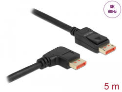 Delock DisplayPort kábel egyenes csatlakozódugóval - jobbra néző csatlakozódugóval 8K 60 Hz 5 m (87069) - flylite
