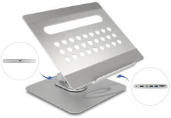 Delock Tablet és laptop állvány beépített dokkoló állomással 4K - HDMI / Kártyaolvasó / Hub / PD 3.0 90 W - 360 forgatható (18457) - flylite