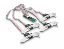 Delock M. 2 kártya - 4 x soros RS-232 DB9 standard és alacsony profilú csatlakozó felületekkel (95269) - flylite