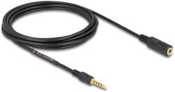Delock 5 tűs apa-anya sztereó jack hosszabbító kábel 3, 5 mm-es átmérő, 3 m fekete (85733) (85733)