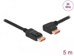 Delock DisplayPort kábel egyenes csatlakozódugóval - balra néző csatlakozódugóval 8K 60 Hz 5 m (87049) - flylite