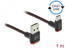 Delock EASY-USB 2.0 kábel A-típusú csatlakozódugó - USB Type-C csatlakozódugó, ívelt felfelé / lefe (85276) - flylite