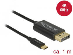 Delock USB-C koax kábel DisplayPort-hoz (DP Alt Mode) 1 m fekete (83709) (83709) - flylite