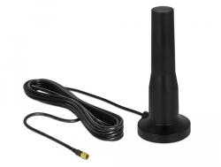 Delock LTE antenna SMA-dugó 3 - 5 dBi 12 cm irányítatlan, rögzített, mágneses talppal és csatlakozók (12586) (12586)