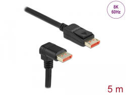 Delock DisplayPort kábel egyenes csatlakozódugóval - csatlakozódugóval 90 ívelt lefelé 8K 60 Hz 5 m (87053) - flylite